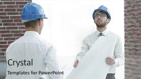  Presentation with foreman - Presentation theme with business plan webside builder - architect and construction foreman background and a  colored foreground