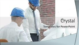  Presentation with foreman - Colorful slides enhanced with business plan webside builder - architect and construction foreman backdrop and a  colored foreground