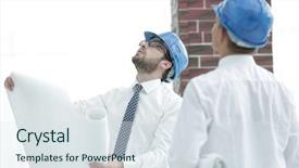  Presentation with foreman - Amazing slide set having business plan webside builder - architect and construction foreman backdrop and a  colored foreground