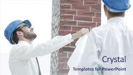  Presentation with building construction - Theme consisting of business plan webside builder - architect and the foreman background and a  colored foreground