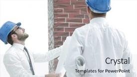  Presentation with building construction - Amazing presentation having business plan webside builder - architect and the foreman backdrop and a  colored foreground