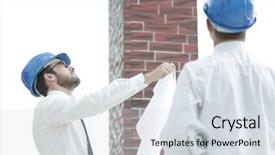  Presentation with foreman - Beautiful slide deck featuring business plan webside builder - architect and the foreman backdrop and a  colored foreground