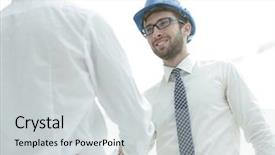  Presentation with civil engineer - Cool new slide deck with business plan webside builder - handshake architect and civil engineer backdrop and a light gray colored foreground