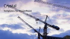  Presentation with crane - Slide deck having business platform - building with elevating crane background and a light blue colored foreground