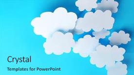  Presentation with plain clear navy blue blue and white cloudy - Slide set having business platform - white paper clouds on blue background and a cyan colored foreground