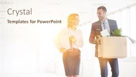  Presentation with new office - Cool new presentation design with business-poeple-carrying-boxes backdrop and a cream colored foreground