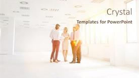  Presentation with new office - Audience pleasing presentation theme consisting of business-poeple-on-meeting backdrop and a cream colored foreground