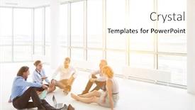  Presentation with new office - Presentation featuring business-poeple-on-meeting background and a cream colored foreground