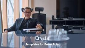  Presentation with office room - Theme consisting of business-portrait-businessman-sitting background and a ocean colored foreground