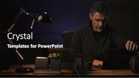  Presentation with older adult - Presentation theme with business-portrait-businessman-sitting background and a wine colored foreground