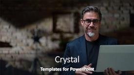  Presentation with college education happy smiling - PPT theme having business-portrait-happy-smiling-businessman background and a wine colored foreground