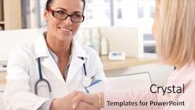  Presentation with medical business - Presentation design featuring business practitioner - close up of happy female background and a lemonade colored foreground