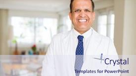  Presentation with facial pain medical man - PPT layouts featuring business practitioner - middle age man wearing white background and a  colored foreground