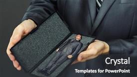  Presentation with case - Presentation theme enhanced with business present - small businessman background and a dark gray colored foreground