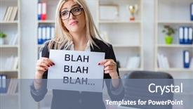  Presentation with office ergonomics - Audience pleasing presentation theme consisting of business presentation - young businesswoman with message backdrop and a seafoam green colored foreground