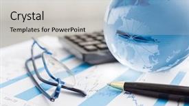  Presentation with desk - PPT theme enhanced with graph theory - business presentation with glboe background and a light gray colored foreground