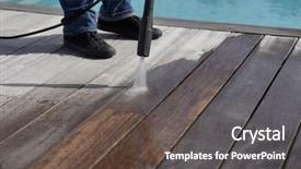  Presentation with cleaning - Beautiful presentation design featuring using high pressure washer cleaning backdrop and a tawny brown colored foreground