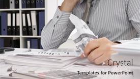  Presentation with tears - PPT theme consisting of business-problem-concept-disappointed-businessman background and a mint green colored foreground