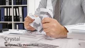  Presentation with tears - PPT theme with business-problem-concept-disappointed-businessman background and a coral colored foreground