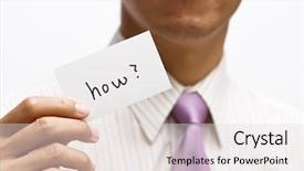  Presentation with business process - Beautiful PPT theme featuring business process - how card holding by businessman backdrop and a lemonade colored foreground