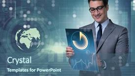  Presentation with mining process - Colorful slides enhanced with business process - young businessman in data mining backdrop and a ocean colored foreground