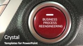  Presentation with business process - Colorful presentation theme enhanced with business process reengineering start button backdrop and a dark gray colored foreground