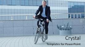  Presentation with way forward paddy - Presentation with business profile - active businessman riding a bicycle background and a light blue colored foreground