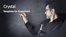  Presentation with chef blackboard - Presentation design having business profile - blackboard background and a dark gray colored foreground