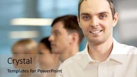  Presentation with business profile - PPT layouts with business profile - businessman looking at camera background and a  colored foreground