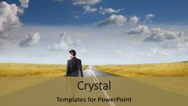  Presentation with business profile - Presentation having business profile - businessman walking on a road background and a gold colored foreground