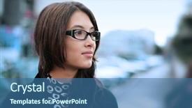  Presentation with street - Amazing PPT theme having business profile - portrait of beautiful young businesswoman backdrop and a ocean colored foreground