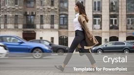  Presentation with being a single woman - Audience pleasing PPT layouts consisting of business profile - young beautiful woman in beige backdrop and a gray colored foreground