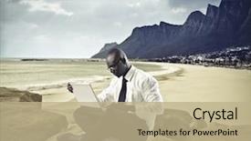  Presentation with black - Slide set consisting of business profile africa - black businessman working background and a coral colored foreground