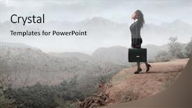  Presentation with person looking out in nature - Slides featuring business profile africa - black businesswoman is looking up background and a sky blue colored foreground