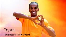  Presentation with business profile - PPT theme featuring business profile africa - headshot of a black man background and a  colored foreground