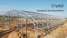  Presentation with metal frames - Presentation theme having business profile frames - building construction of metal steel background and a light blue colored foreground