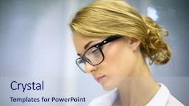  Presentation with glasses - Slide set featuring business profile frames - face portrait of a serious background and a  colored foreground