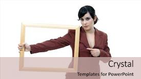  Presentation with business profile - PPT layouts consisting of business profile frames - portrait of a beautiful young background and a  colored foreground