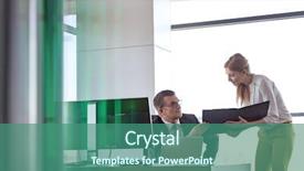  Presentation with file cabinets - Beautiful PPT theme featuring business quarter report - businesswoman showing file to businessman backdrop and a ocean colored foreground