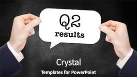  Presentation with business report - Presentation design with business quarter report - q2 written on a speechbubble background and a dark gray colored foreground