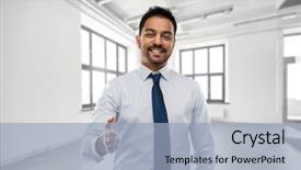  Presentation with office room - Presentation theme with business realty and gesture concept background and a  colored foreground