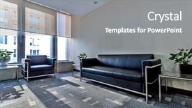  Presentation with waiting room - PPT theme having girlfriend on earphones using free background and a light gray colored foreground.