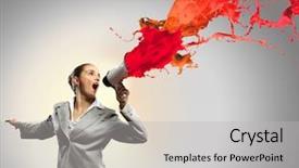  Presentation with grey - Theme with business red - businesswoman in grey suit screaming background and a light gray colored foreground