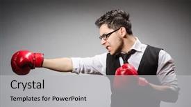  Presentation with boxer - Amazing PPT theme having business red - funny boxer businessman in sport backdrop and a light gray colored foreground