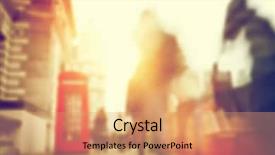  Presentation with busy street - Audience pleasing slides consisting of business red - people rush on a busy backdrop and a coral colored foreground