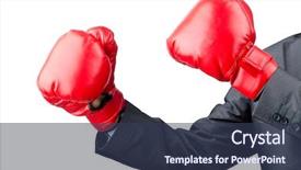  Presentation with boxing - Amazing presentation theme having business red white - businessman with boxing gloves backdrop and a tawny brown colored foreground