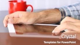  Presentation with tablets wood table tablet white - Amazing slides having business red white - man working on tablet backdrop and a  colored foreground