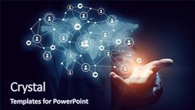  Presentation with social media - Presentation design featuring business related - social networking scheme mixed media background and a wine colored foreground