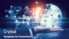  Presentation with social media - Colorful slide set enhanced with business related - social networking scheme mixed media backdrop and a ocean colored foreground