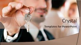  Presentation with broken home upset couple - Slide deck with business relocation - young couple buying or renting background and a coral colored foreground